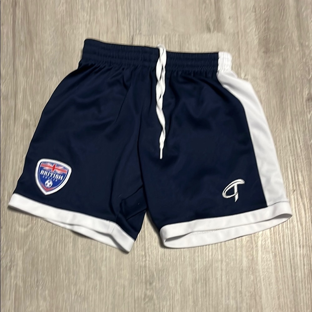 Blue and White Basketball Shorts with Drawstring and Side Panels